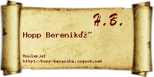 Hopp Bereniké névjegykártya